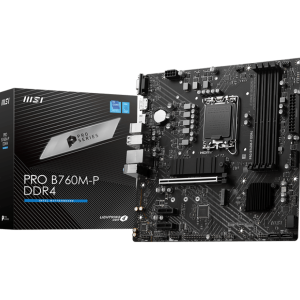 Материнская плата MSI PRO B760M-P DDR4 LGA1700 4xDDR4 4xSATA3 RAID 2xM.2 VGA HDMI DP mATX