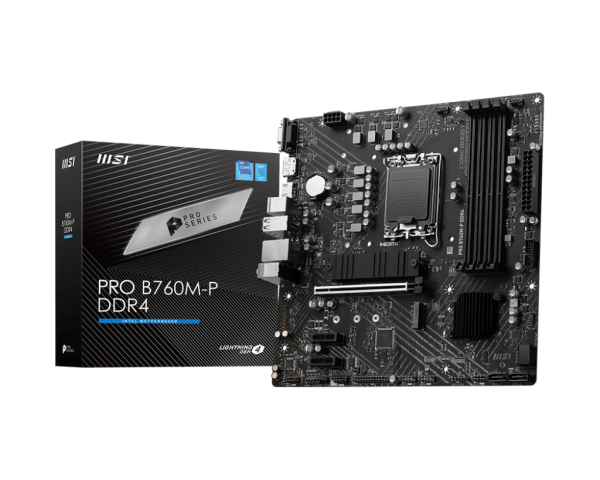 Материнская плата MSI PRO B760M-P DDR4 LGA1700 4xDDR4 4xSATA3 RAID 2xM.2 VGA HDMI DP mATX
