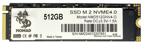 Твердотельный накопитель  512GB SSD NOMAD M.2 2280 PCIe4.0 NVMe R4900MB/s W2180MB/s NMD512GNV4-O