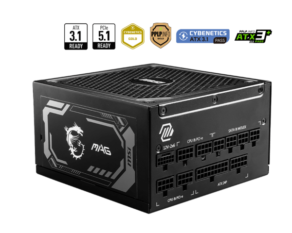 Блок питания MSI MAG A1000GL PCIE5, 1000W, Active PFC, 80+ GOLD, Full Modular,ATX3.1 Black