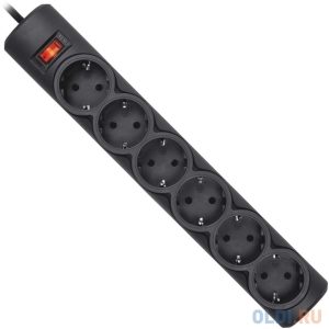 Сетевой фильтр Defender DFS 151 Черный 6 розеток, 1.8 м (защита от ВЧ и импульсных помех)