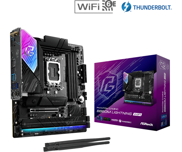 Материнская плата ASRock B860M LIGHTNING WIFI LGA1851 4xDDR5 4xSATA 4xM.2 1xHDMI 1xDP WiFi mATX