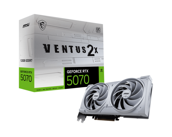 Видеокарта MSI GeForce RTX 5070 12G VENTUS 2X OC WHITE, 12Gb GDDR7 192-bit 1xHDMI 3xDP G5070-12V2CW