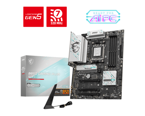 Материнская плата MSI B850 GAMING PLUS WIFI AM5 4xDDR5 4xSATA3 RAID 3xM.2 DP 2xType-C ATX