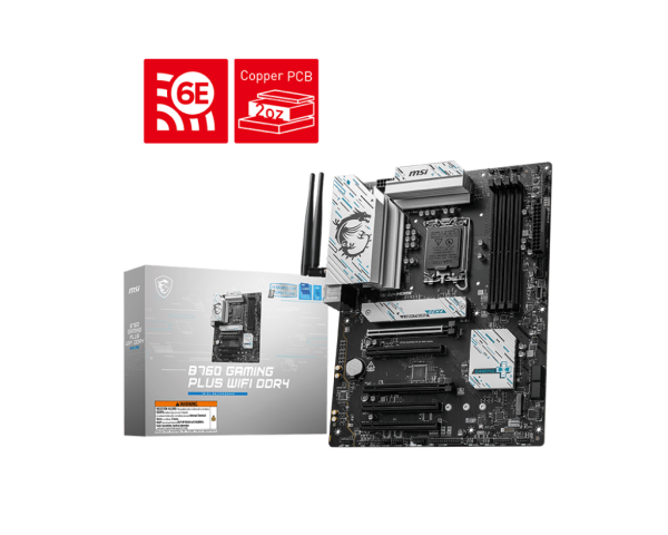 Материнская плата MSI B760 GAMING PLUS WIFI DDR4 LGA1700 B760 4xDDR4 4xSATA3 RAID 2xM.2 HDMI DP ATX