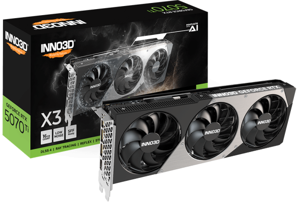 Видеокарта Inno3D GeForce RTX5070 Ti X3 OC 16G GDDR7 256-bit 1xHDMI 3xDP N507T3-16D7X-176068N