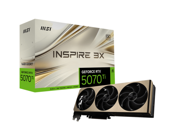 Видеокарта MSI GeForce RTX 5070 Ti 16G INSPIRE 3X OC, 16Gb GDDR7 256-bit 1xHDMI 3xDP G507T-16I3C