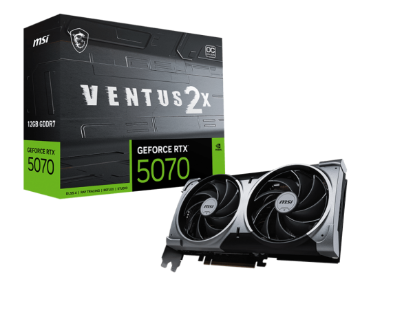 Видеокарта MSI GeForce RTX 5070 12G VENTUS 2X OC, 12Gb GDDR7 192-bit 1xHDMI 3xDP G5070-12V2C