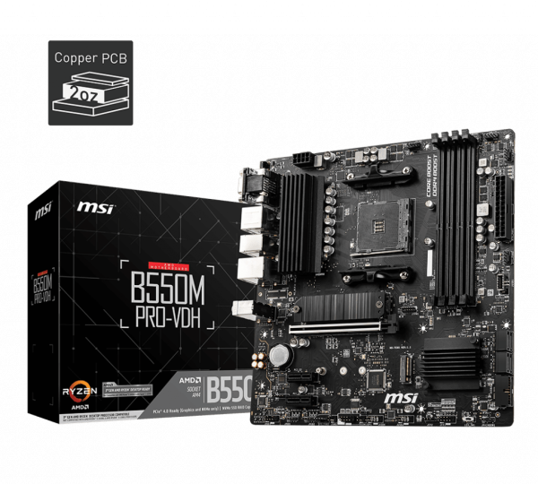 Материнская плата MSI B550M PRO-VDH AM4 4xDDR4 4xSATA3 2xM.2 VGA HDMI DP mATX