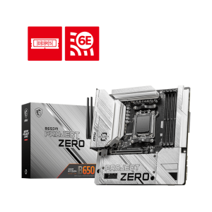 Материнская плата MSI B650M PROJECT ZERO AM5 B650 4xDDR5 4xSATA3 RAID 2xM.2 HDMI DP mATX
