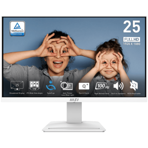 Монитор 24.5" MSI PRO MP253W IPS 1920x1080 100Hz 1ms 300cd/m 1000:1 1xD-Sub 1xHDMI 1xDP 2x3W Белый