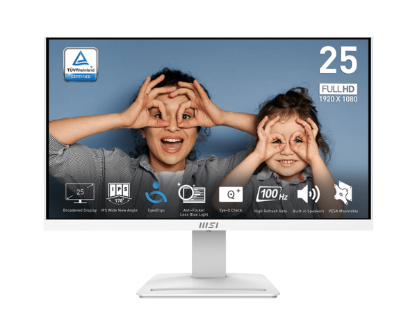 Монитор 24.5" MSI PRO MP253W IPS 1920x1080 100Hz 1ms 300cd/m 1000:1 1xD-Sub 1xHDMI 1xDP 2x3W Белый