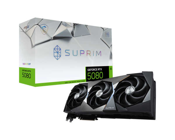 Видеокарта MSI GeForce RTX 5080 16G SUPRIM SOC, 16Gb GDDR7 256-bit 1xHDMI 3xDP G5080-16SPS