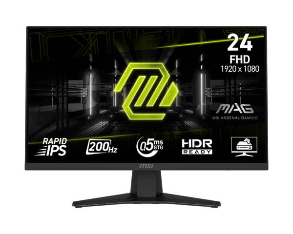 Монитор 23,8" MSI MAG 244F Rapid IPS 1920x1080 200Hz 0.5ms 300cd/m 1000:1 HDR DP HDMI USB-C