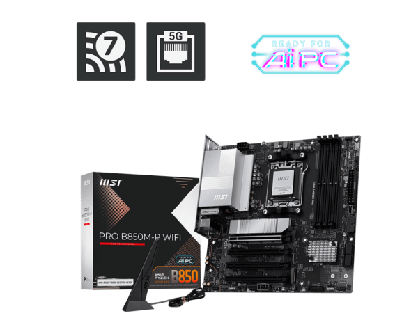 Материнская плата MSI PRO B850M-P WIFI AM5 4xDDR5 4xSATA3 RAID 3xM.2 HDMI DP Type-C mATX