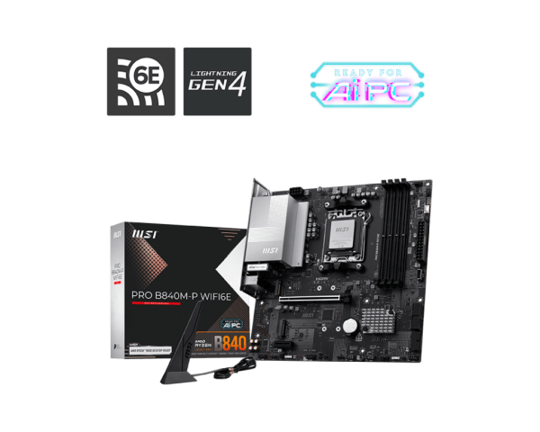 Материнская плата MSI PRO B840M-P WIFI6E AM5 4xDDR5 4xSATA3 RAID 2xM.2 HDMI Type-C mATX