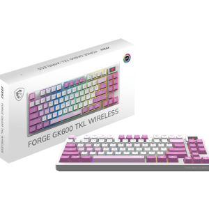 Игровая Клавиатура MSI FORGE GK600 TKL W VIOLET RU, Механическая/WIFI/BT/USB2.0/RGB/83кл./1.8м Белая