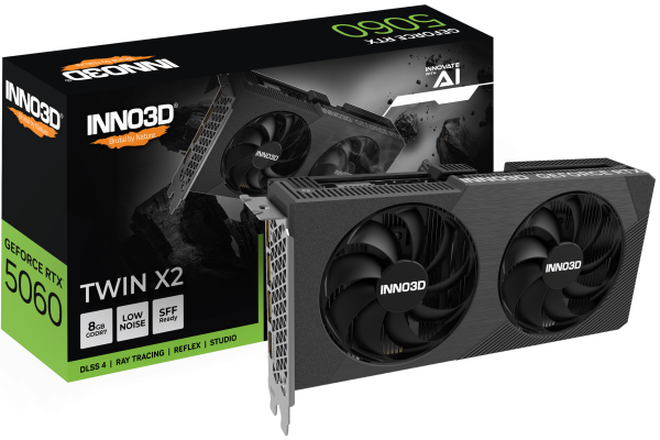Видеокарта Inno3D GeForce RTX5060 TWIN X2, 8G GDDR7 128-bit HDMI 3xDP N50602-08D7-195071N