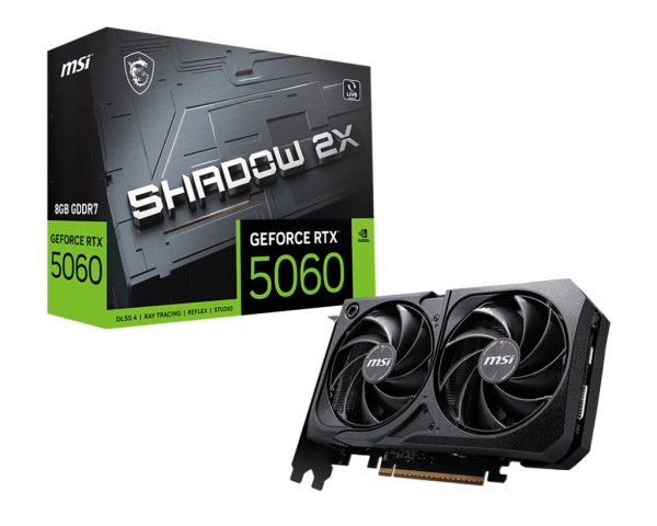 Видеокарта MSI GeForce RTX 5060 8G SHADOW 2X, 8Gb GDDR7 128-bit 1xHDMI 3xDP G5060-8S2