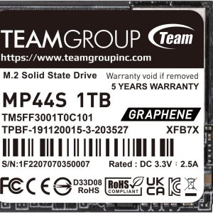 Твердотельный накопитель 1000GB SSD TeamGroup MP44S M.2 2230 PCIe4.0 R3500/W3000MB/s TM5FF3001T0C101