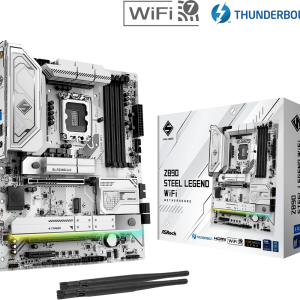 Материнская плата ASRock Z890 STEEL LEGEND WIFI LGA1851 4xDDR5 8xSATA 5xM.2 HDMI DP ATX