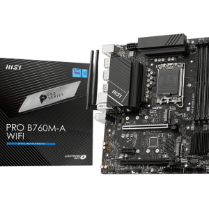 Материнская плата MSI PRO B760M-A WIFI LGA1700 4xDDR5 4xSATA3 RAID 2xM.2 2xHDMI 2xDP mATX
