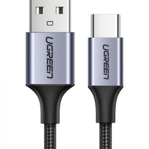 Адаптер - кабель UGREEN 60128 USB-A 2.0 to USB-C Cable Nickel Plating Aluminum Braid 2m (Black)