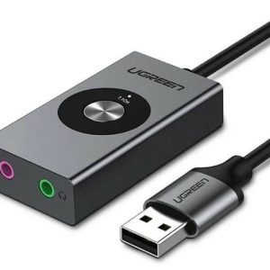 Адаптер стерео звука UGREEN CM129 USB External Stereo Sound Adapter 15cm (Black), 40964