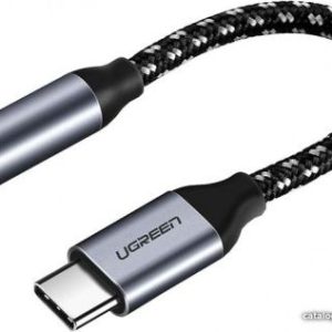 Аудиокабель UGREEN AV142 USB Type C to 3.5mm Female Cable, 10cm, Gray, 30632
