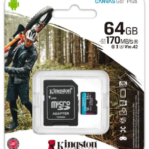 Карта памяти Kingston 64GB microSDXC Canvas Go Plus 170R A2 U3 V30 Card,с адаптером, SDCG3/64GB