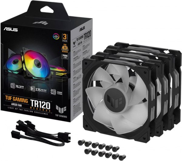 Комплект вентиляторов ASUS TUF GAMING TR120 ARGB REVERSE BLACK 3IN1