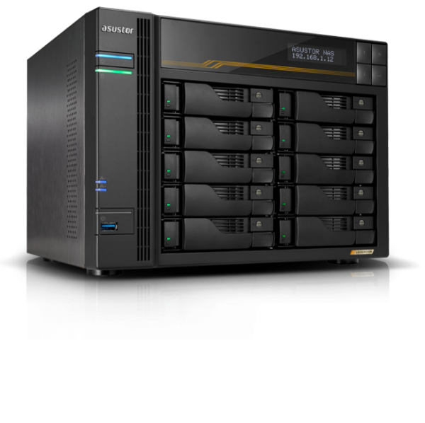 Сетевой накопитель ASUSTOR FS6810T 10 Bay NAS, AMD 2.3 GHz, 16GB RAM ECC DDR5, 4 M.2 NVMe Slots, Dual 5GbE, Dual 10GbE P