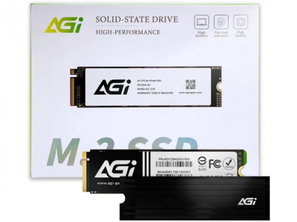 Твердотельный накопитель AGI AI828, 2Tb PCIe Gen4, Read 7400Mb/s, Write 6700Mb/s, Retail