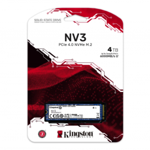 Твердотельный накопитель Kingston NV3, 4000Gb, M2 NVMe PCIe Gen4, Read/write 6000/5000Mb.s SNV3S/4000G