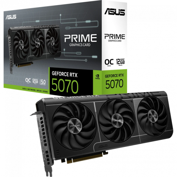 Видеокарта ASUS PRIME-RTX5070-O12G, 12Gb GDDR7, 192-bit, Cuda Core 6144, HDMI, DP, BOX